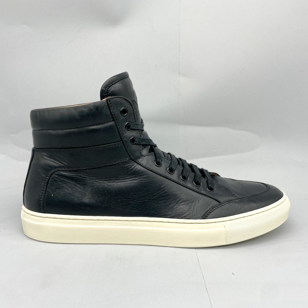 Koio Mens 45 12 Primo Onyx Black Italian Leather High Top Sneakers Casual Shoes